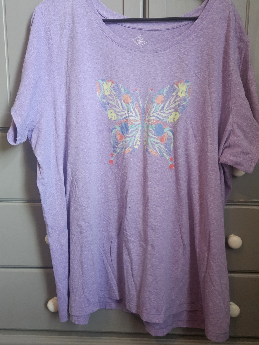 St. John's Bay Lavender Butterfly Graphic Tee
